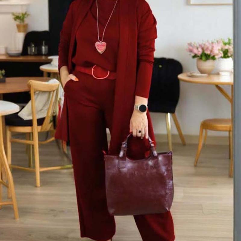 Elena – Ensemble élégant femme 3 pièces (veste, haut et pantalon)