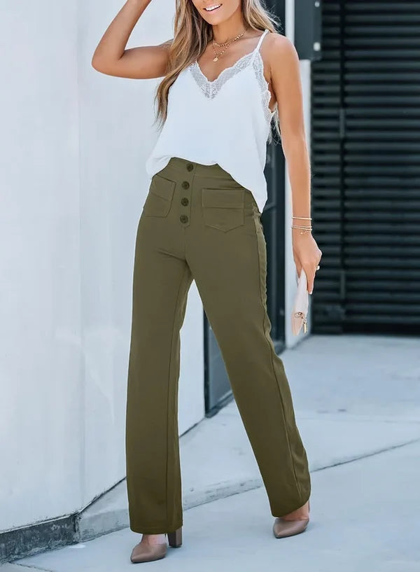 Pantalon Taille Haute Extensible avec Poches Latérales - Sophie