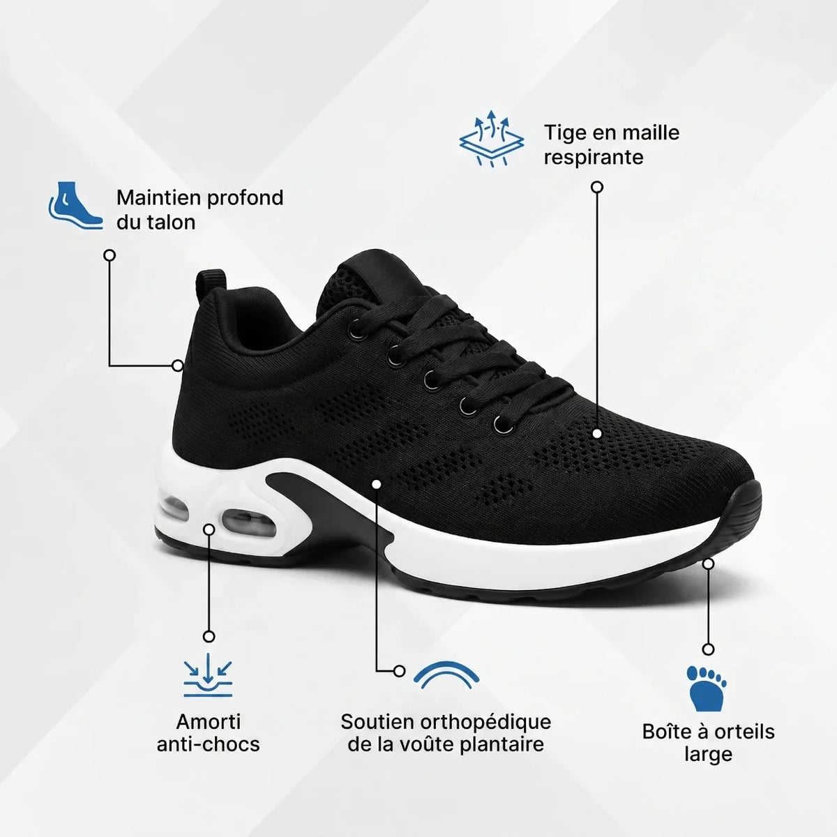 OrthoWalk™ – Chaussures de travail 12 h pour soulager les douleurs aux pieds, genoux & dos