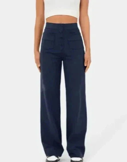 Sophie High-Waisted Stretchbroek met Zijzakken