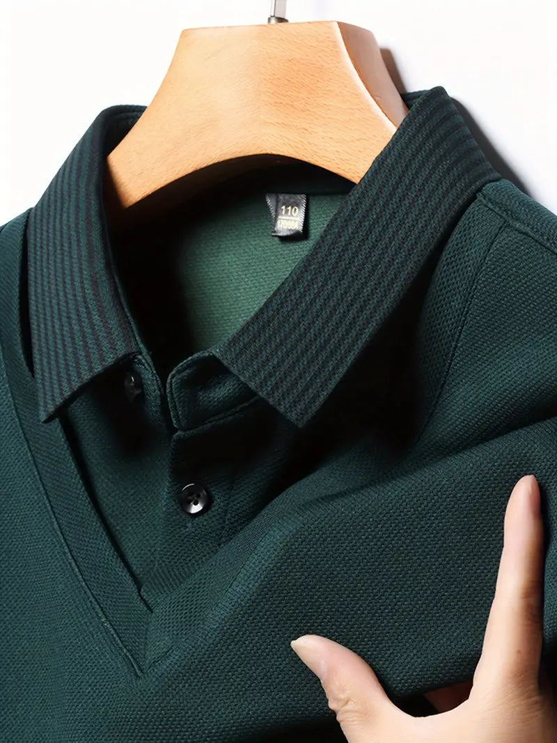 Polo Homme Manches Longues 2 en 1 - Élégant et Respirant