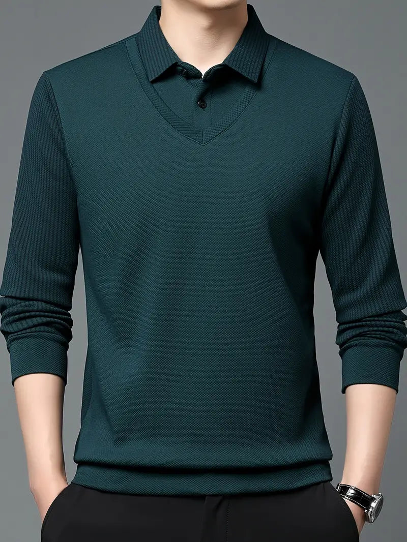 Charles 2-in-1 poloshirt met lange mouwen
