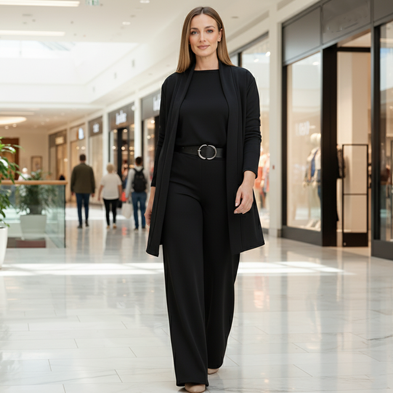 Elena – Ensemble élégant femme 3 pièces (veste, haut et pantalon)
