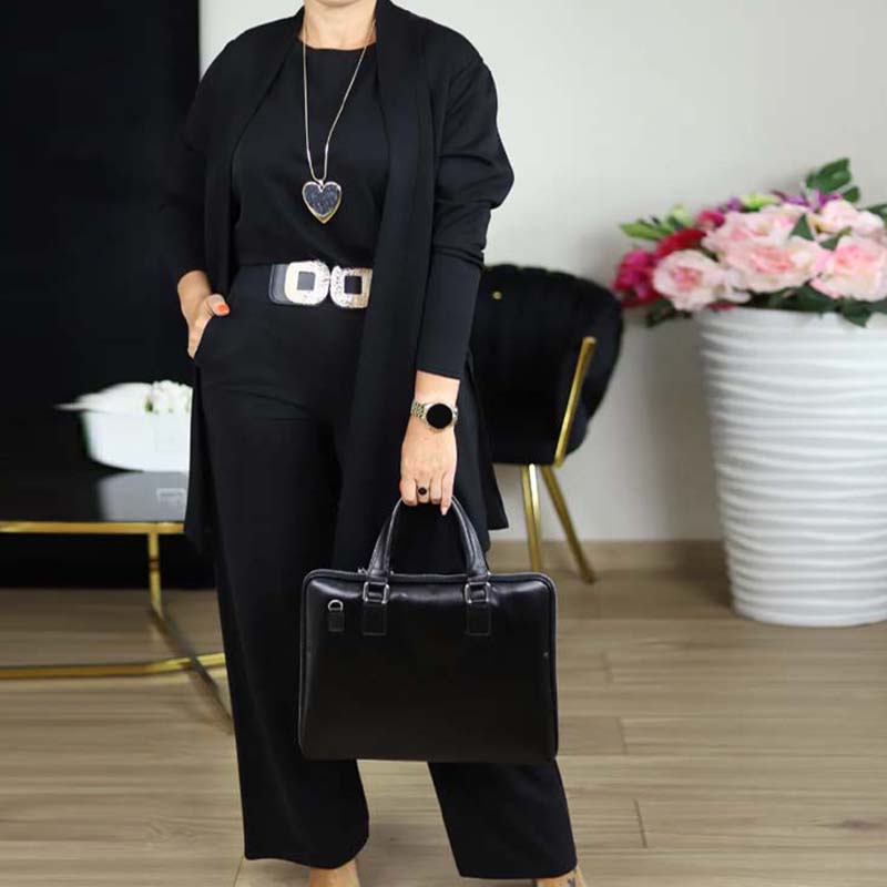Elena – Ensemble élégant femme 3 pièces (veste, haut et pantalon)