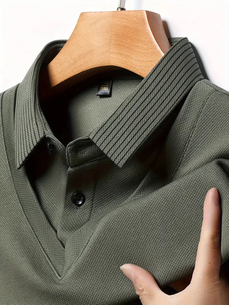 Polo Homme Manches Longues 2 en 1 - Élégant et Respirant