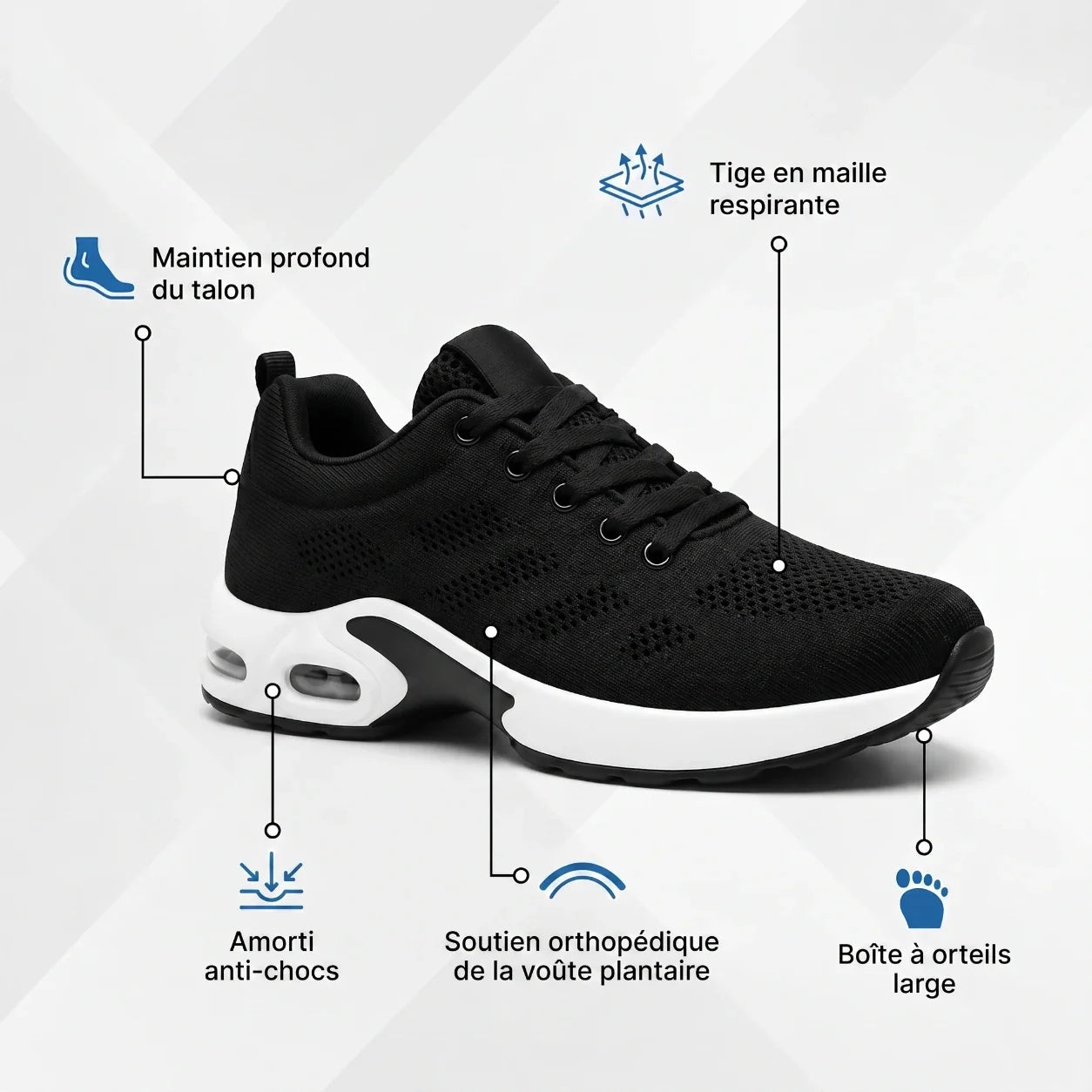 OrthoWalk™ – Chaussures de travail 12 h pour soulager les douleurs aux pieds, genoux & dos