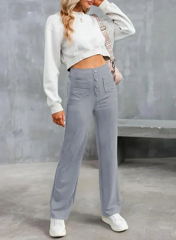Sophie High-Waisted Stretchbroek met Zijzakken