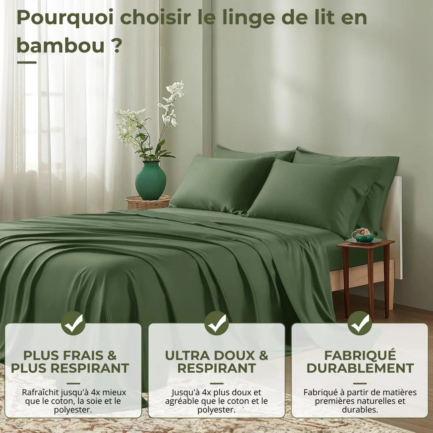 Bamboo Cooling Sheet Set 4 pièces