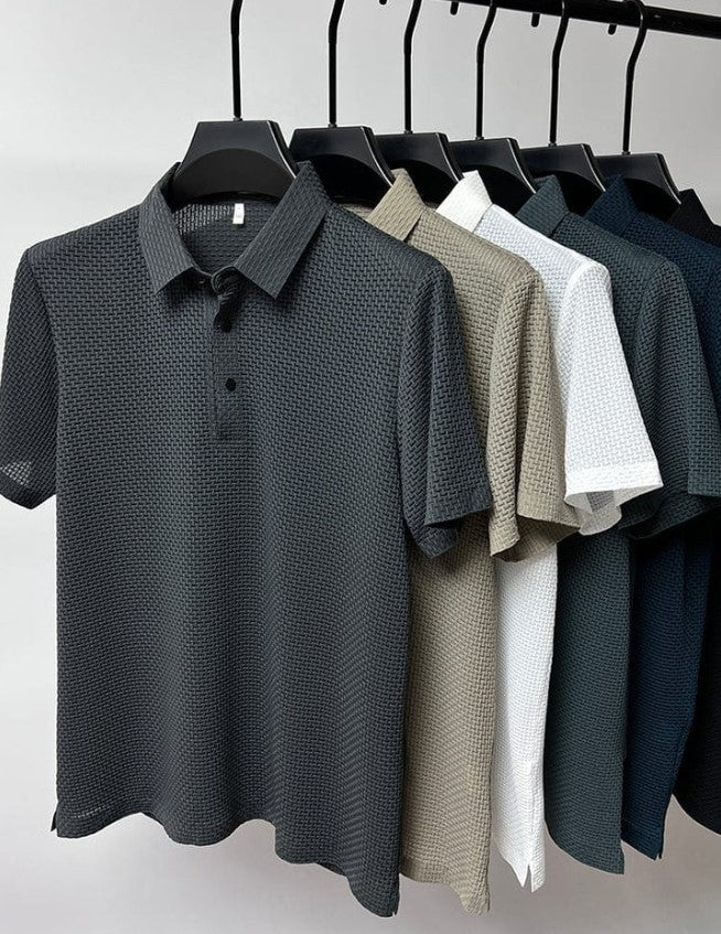 Comfortabel getextureerd stretch poloshirt