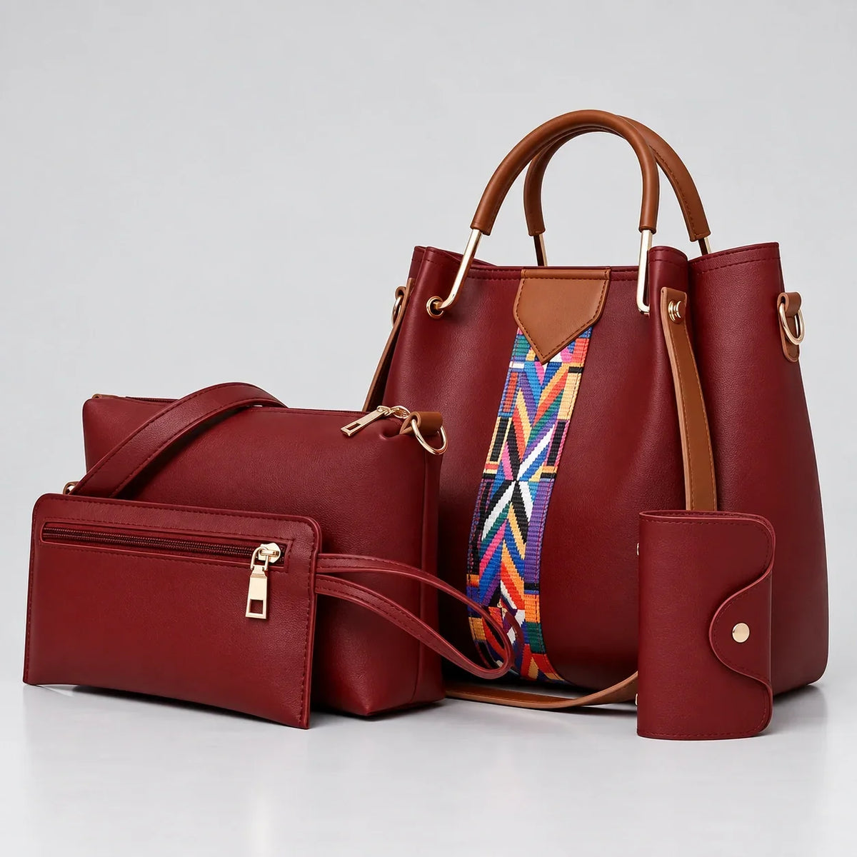 Allure | Ensemble de sacs à main 4 pièces pour femme – Cabas, sac bandoulière, portefeuille & pochette