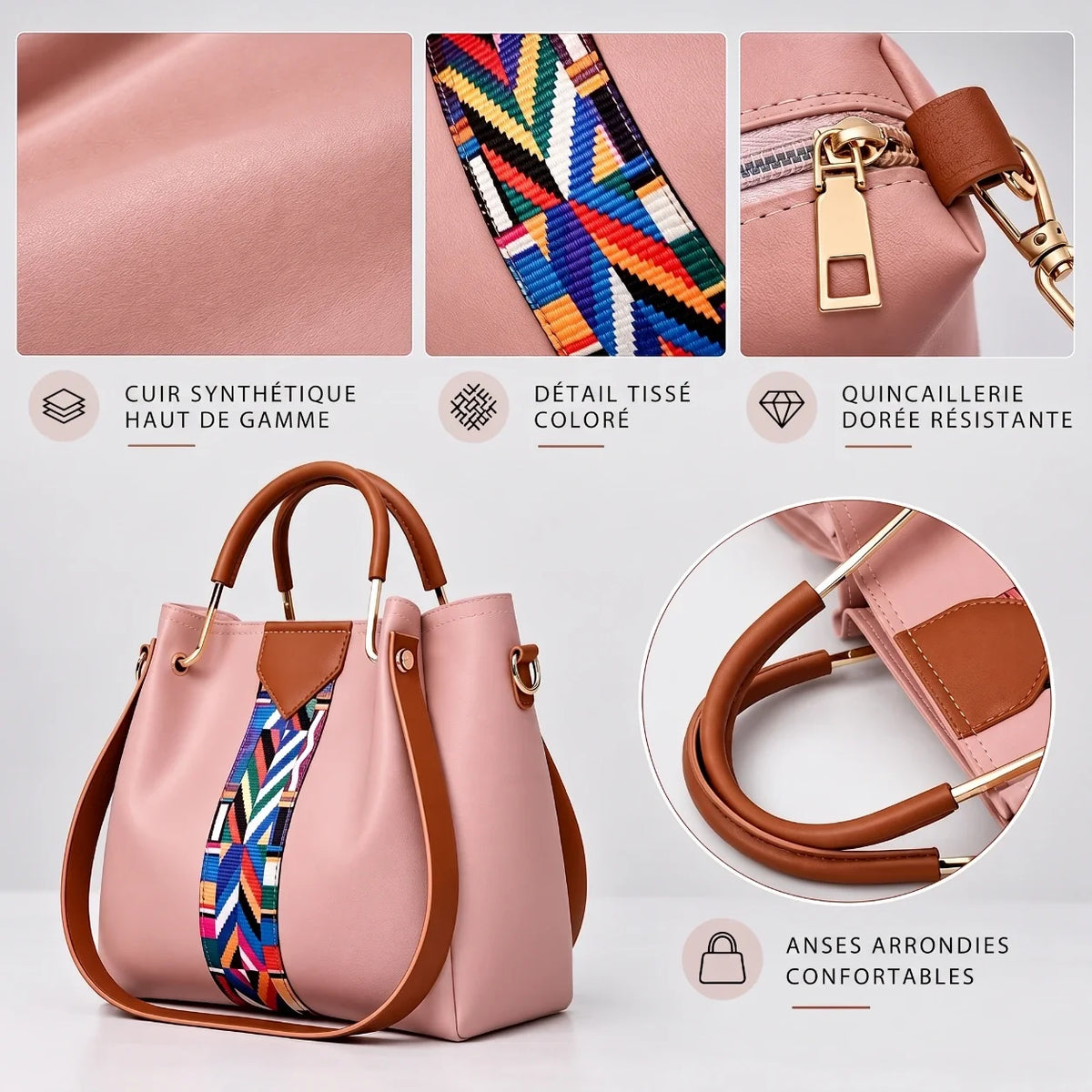 Allure | Ensemble de sacs à main 4 pièces pour femme – Cabas, sac bandoulière, portefeuille & pochette