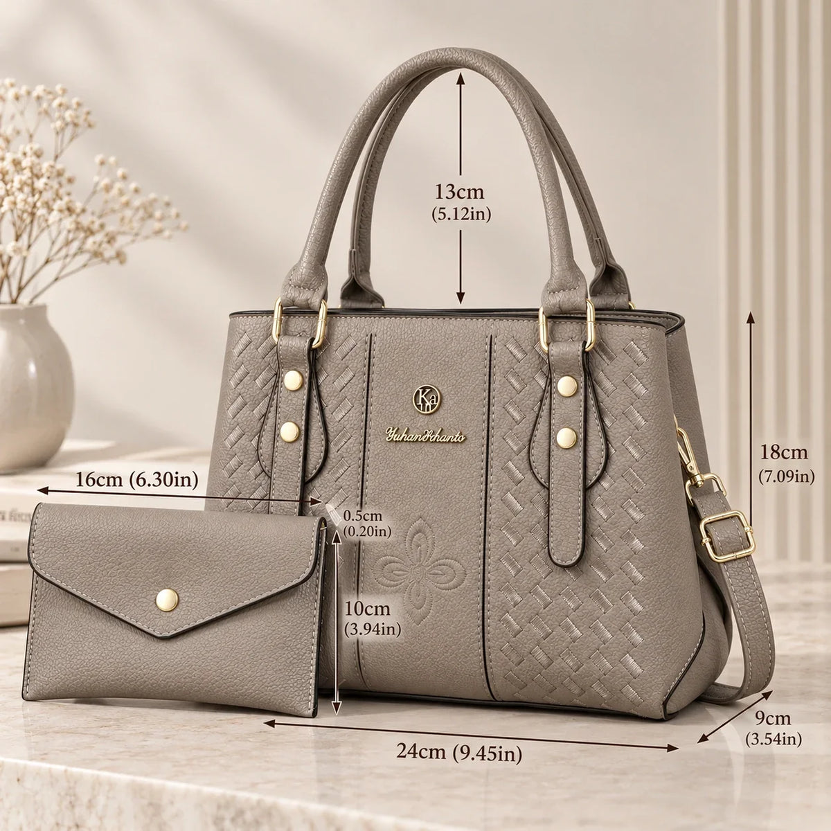Kenze | Ensemble de sacs à main 2 pièces pour femme – Cabas & portefeuille