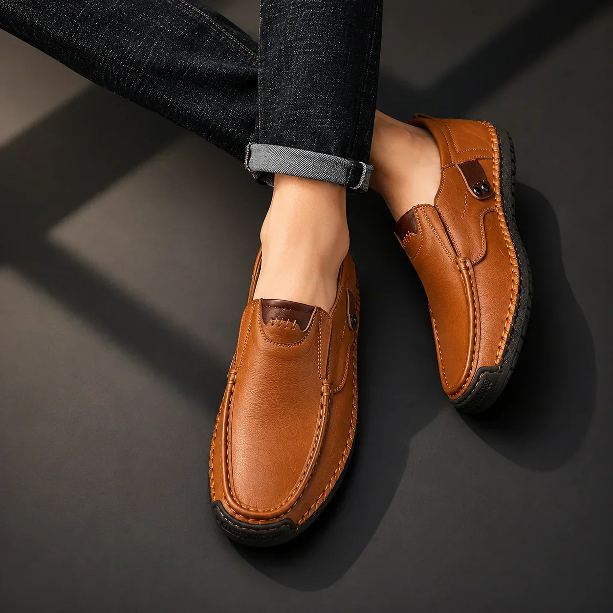 Mocassins à enfiler en cuir pour homme – SoftStep