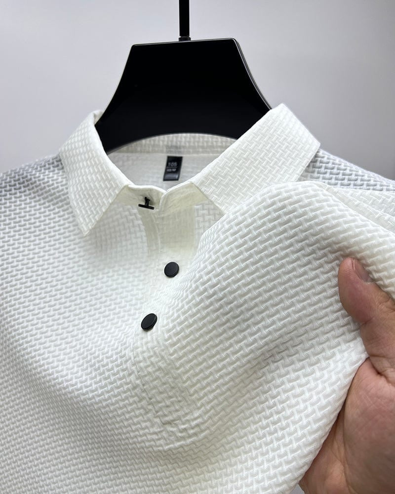 Comfortabel getextureerd stretch poloshirt