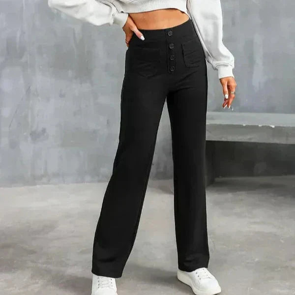 Sophie High-Waisted Stretchbroek met Zijzakken