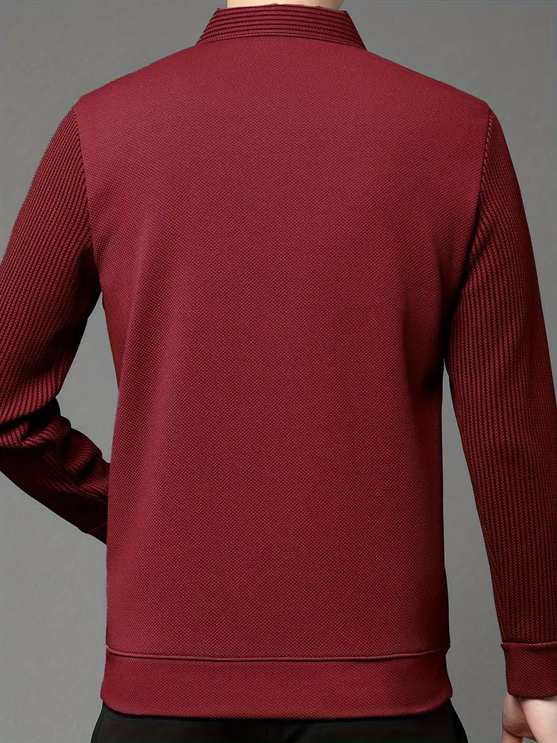 Polo Homme Manches Longues 2 en 1 - Élégant et Respirant