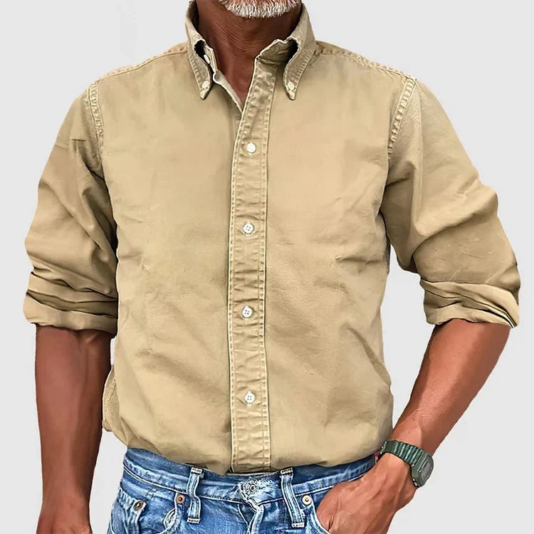 Klassiek denim casual overhemd met lange mouwen